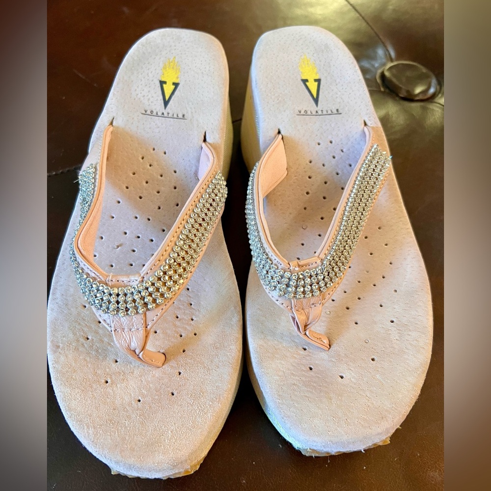 Pink Platform FlipFlops with Rhinestones